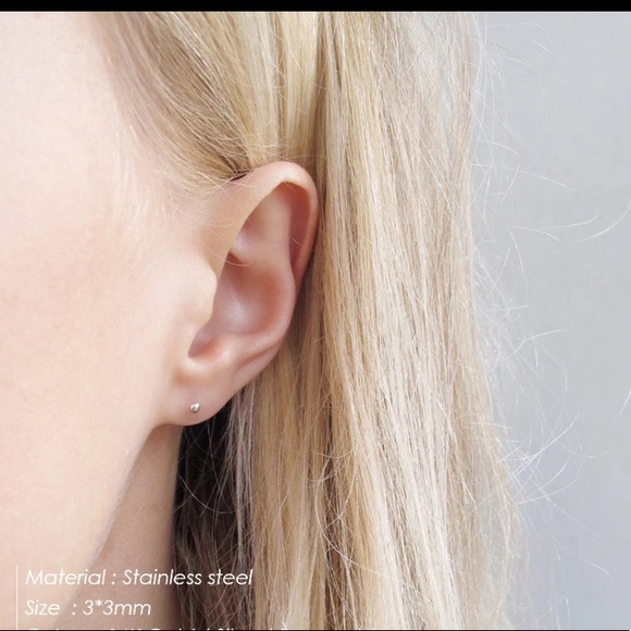 Stainless Steel Delicate Stud Earrings - Picture 3 of 4